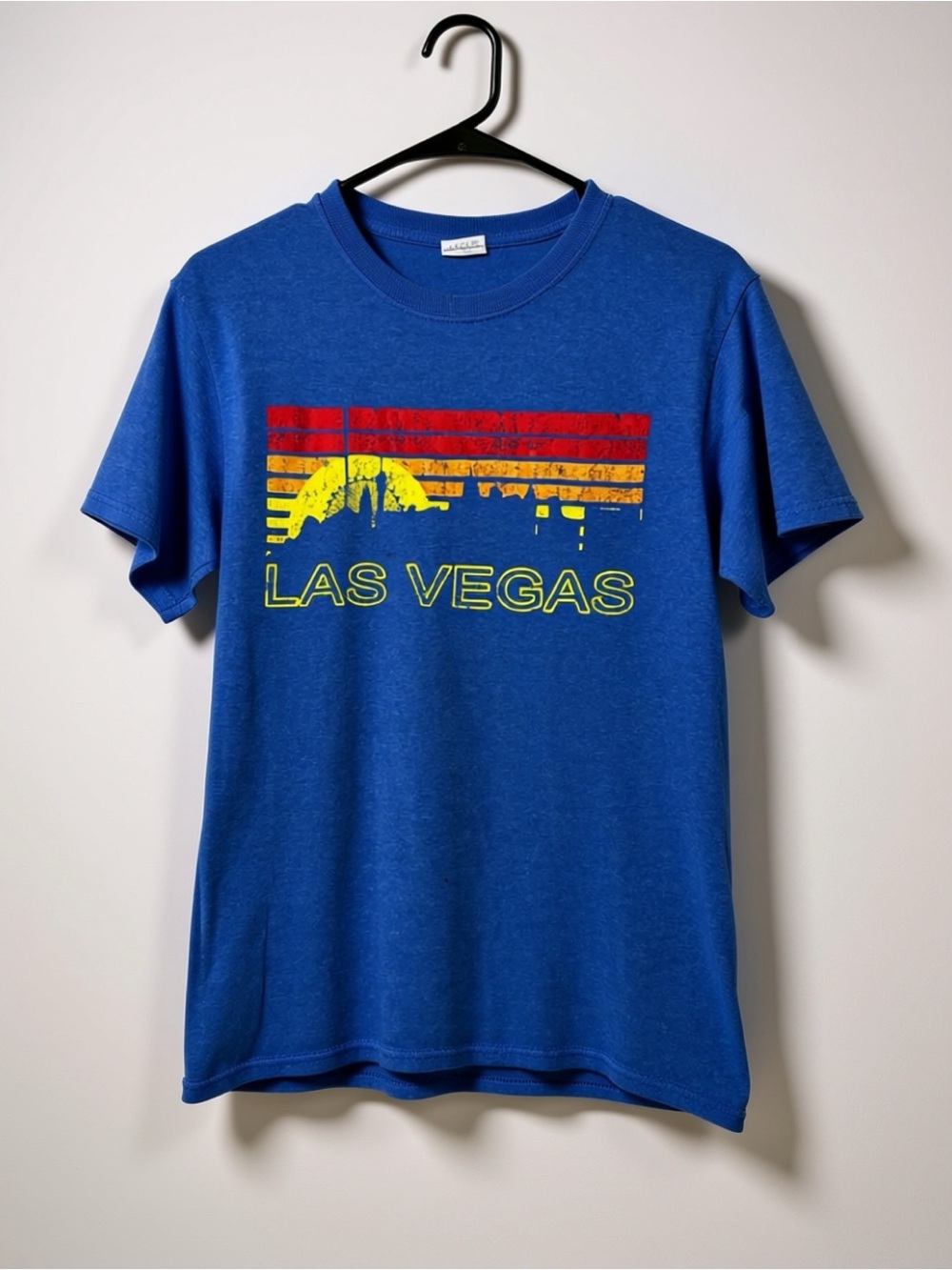 Las Vegas Retro Skyline Graphic Tee - Blue - Womenâs S